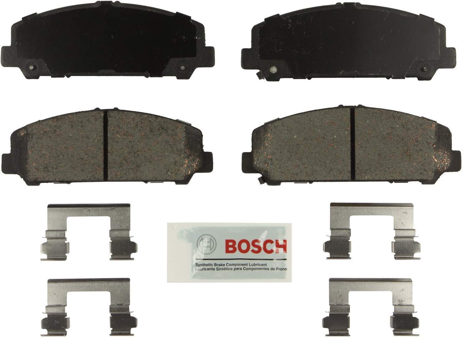 Bosch BE1286H Blue Disc Brake Pad Set with Hardware for Select Infiniti QX56 and Nissan Armada, Titan Vehicles - FRONT