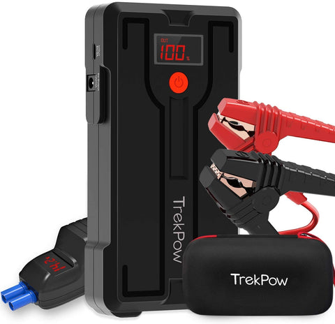 TrekPow SuperSafe Car Jump Starter G39 1200A Peak 12V Portable Battery Jumper Box with USB Quick Charge 3.0 (up to 6.5L Gas, 5.5L Diesel Engine), Auto Booster Power Pack with Smart Jumper Cables