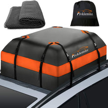 Fivklemnz Car Roof Bag Cargo Carrier, 15 Cubic Feet Waterproof Rooftop Cargo Carrier with Anti-Slip Mat + 8 Reinforced Straps + 4 Door Hooks Suitable for All Vehicle with/Without Rack