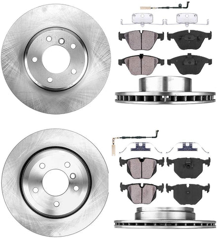 CRK11880 FRONT 330mm + REAR 330mm Premium OE 5 Lug [4] Rotors + [8] Low Dust Ceramic Brake Pads + Sensors + Hardware