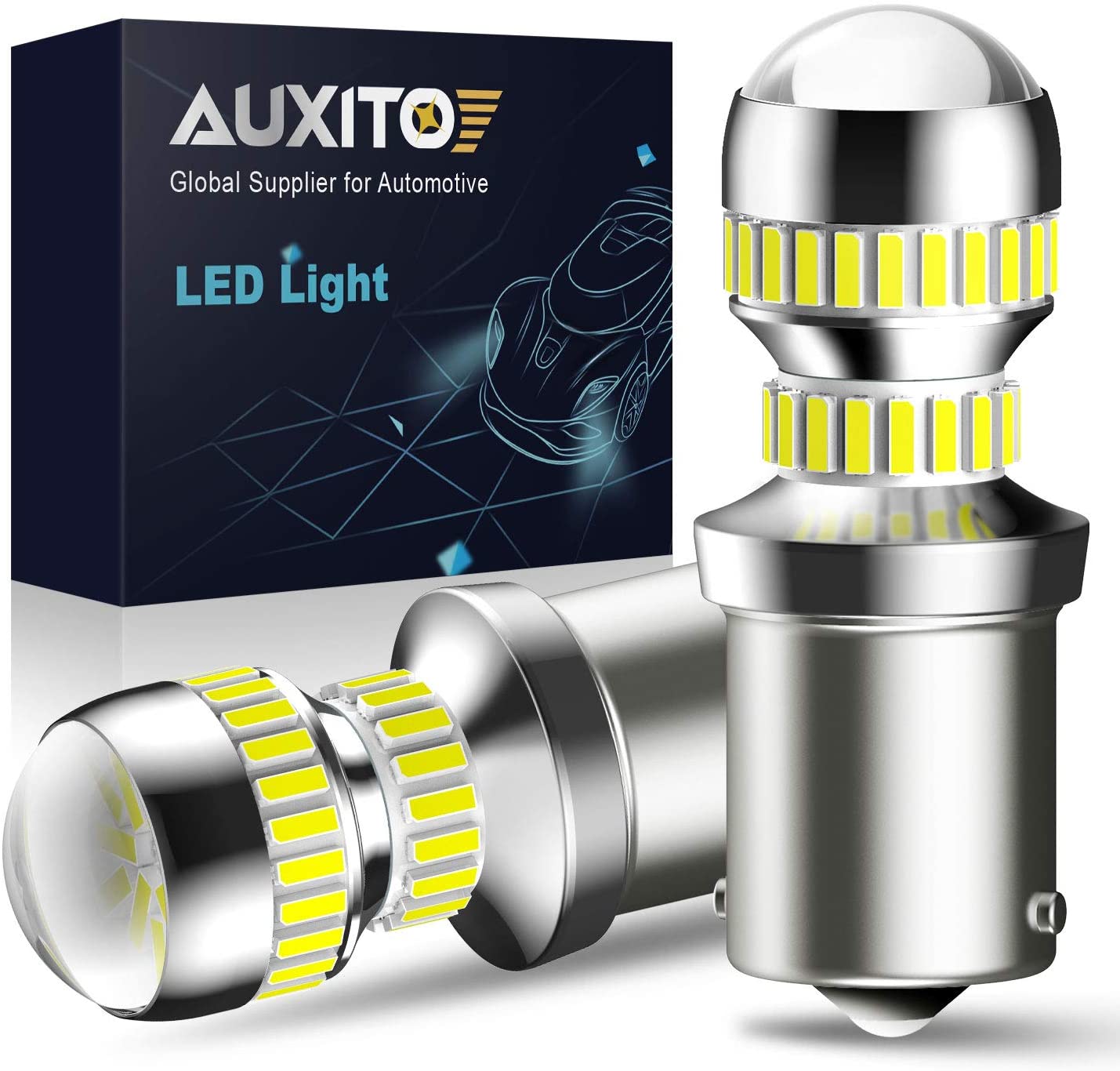 AUXITO 2600 Lumens 1156 LED Bulbs BA15S P21W 7506 LED Light Bulbs Replacement for Backup Reverse Light Bulb Tail Light 6000K White