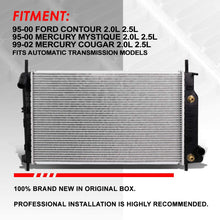 1719 Factory Style Aluminum Cooling Radiator Replacement for 95-02 Ford Contour/Mercury Cougar/Mystique 2.0L/2.5L AT