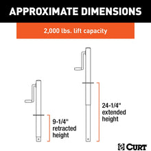 CURT 28204 A-Frame Trailer Jack, 2,000 lbs, 15 Inches Vertical Travel