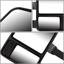 Replacement for Super Duty Black Textured Telescoping Manual Extendable Amber Signal Towing+Circle Blind Spot Mirror