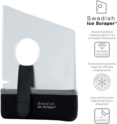 Swedish Ice Scraper ICE04 6mm Clear Frosted with Neoprene Holder