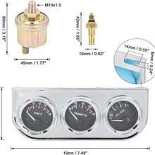 X AUTOHAUX Car 3 in 1 Celsius Water Temperature Gauge Oil Pressure Gauge Voltmeter Voltage Gauge Triple Measure Gauge Kit with Sensor