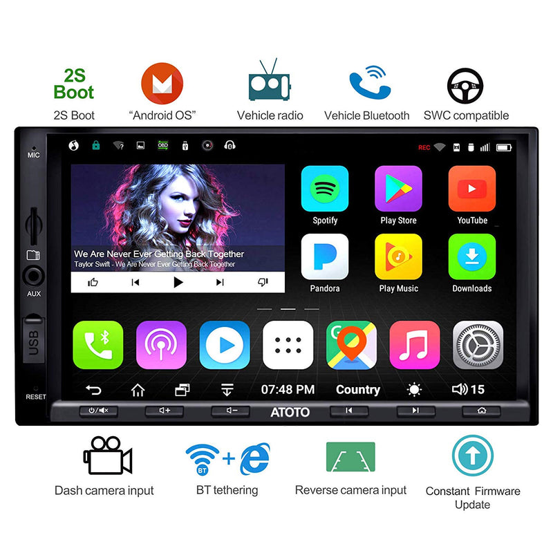 ATOTO A6 Double Din Android Car Navigation Stereo with Dual Bluetooth -  Standard A6Y2710SB 1G/16G Car Entertainment Multimedia Radio,WiFi/BT  Tethering Internet,Support 256G SD &More