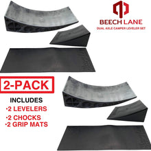 Beech Lane Camper Leveler 2 Pack - Precise Camper Leveling, Includes Two Curved Levelers, Two Chocks, and Two Rubber Grip Mats, Heavy Duty Leveler Works for Campers Up to 35,000 LBs