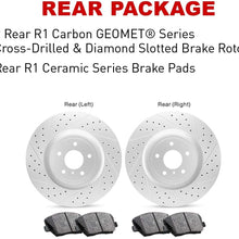 Rear Set R1 Concepts Carbon Geomet Drill/Slot Brake Rotors Kit + Ceramic Brake Pads