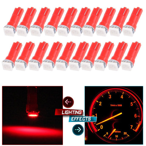 cciyu 20 Pack T5 Red 58 70 73 74 Dashboard Gauge 1-SMD 5050 LED Wedge Lamp Bulbs Lights Replacement fit for Dashboard instrument Panel Light Bulbs LED Lamps