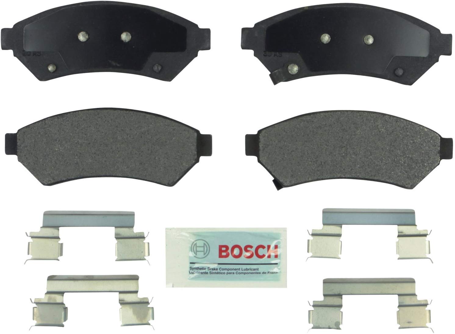 Bosch BE1075H Blue Disc Brake Pad Set with Hardware for Select Buick Allure, LaCrosse; Chevrolet Uplander; Pontiac Grand Prix, Montana; and Saturn Uplander Vehicles - FRONT