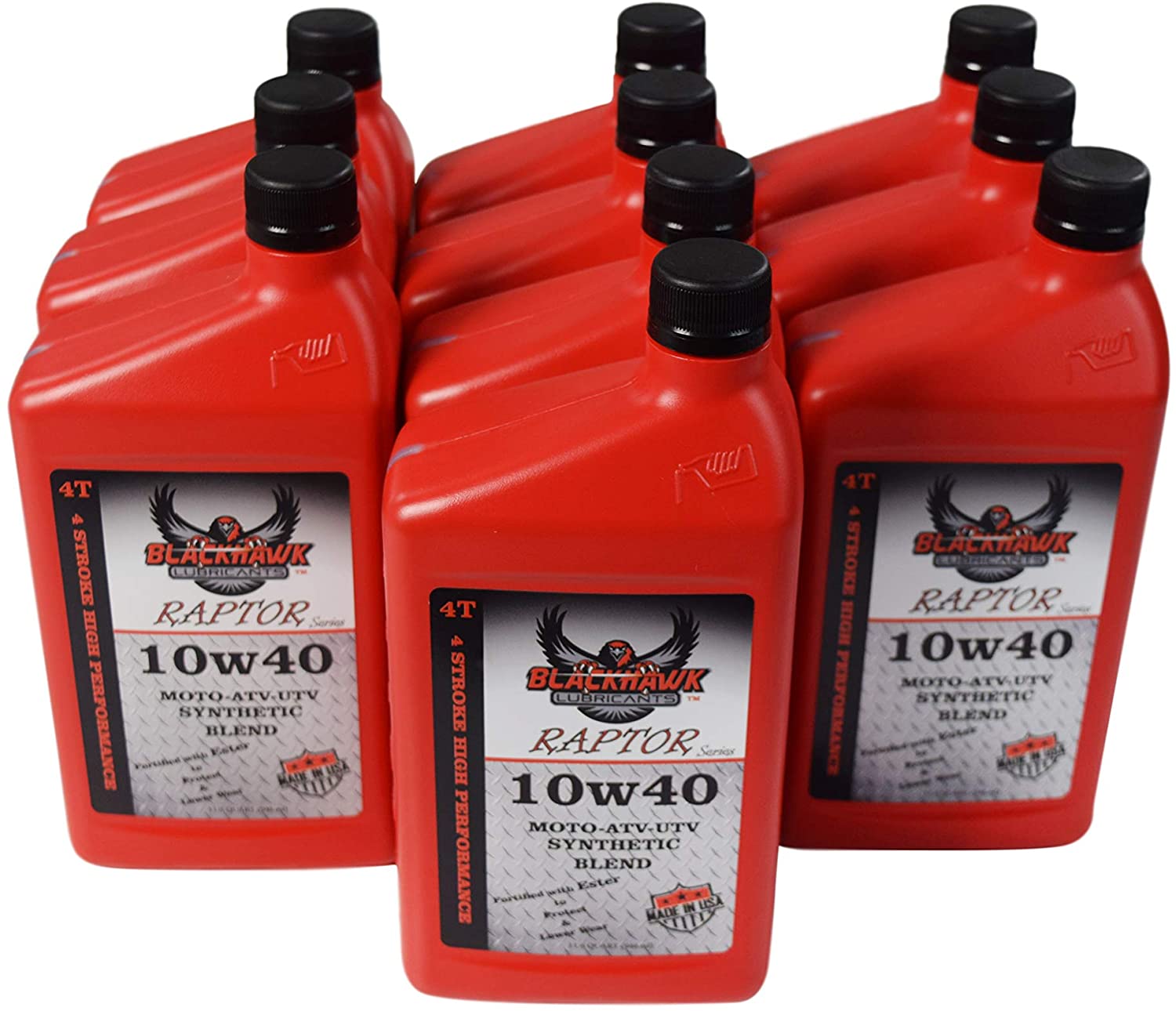 Blackhawk Lubricants Raptor 4T 10W40 4 Stroke Ester Synthetic Blend High Performance Engine Oil 10W-40 1 Quartt (10)