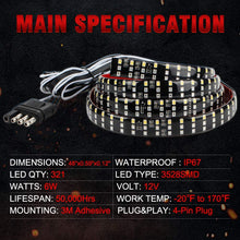 MIHAZ LED Tailgate Light Bar - 48" Triple Row 5-Function Strip Light Running, Brake, Sequential Amber Turn Signal, Reverse Tail Light for Pickup Trailer SUV RV VAN, No Drill Install 1yr-Warranty