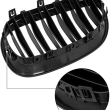 X AUTOHAUX 1 Pair Glossy Black Car Hood Kidney Bars Front Grille Double Line 4 Door for BMW E60 2003-2009