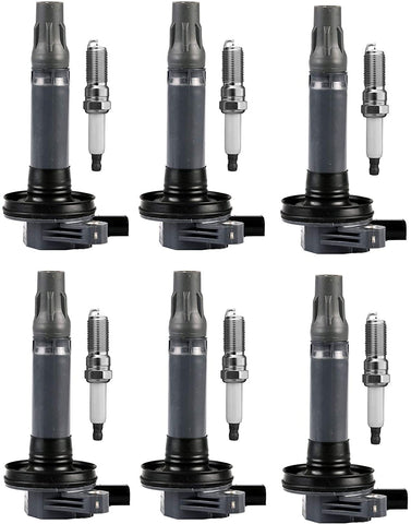 ENA Set of 6 Iridium Spark Plugs and 6 Ignition Coils compatible with 2013-2016 Explorer Flex Interceptor Sedan Taurus 3.5L UF553 SP-534 SP-580