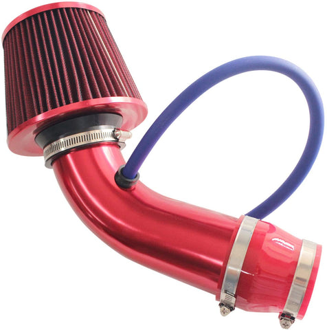 RONTEIX Universal High Flow 3 Inch Cold Air Intake Induction Pipe Hose Kit with Air Filter (Red)