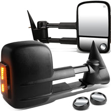 Replacement for Chevy Silverado/GMC Sierra Heated Power Smoked Signal Extendable Towing+Corner Blind Spot Mirror