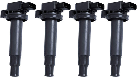 PLDDE Set of 4 New Ignition Coil on Plug Pack With Boot For 04-06 Scion Xa/xB 00-05 Echo 01-09 Prius 06-12 Yaris 1.5L L4