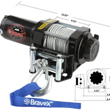 Bravex Electric 12V 3500lb/1591kg Single Line Waterproof Winch for UTV ATV Boat with Both Wireless Handheld Remote and Corded Control Recovery Winch