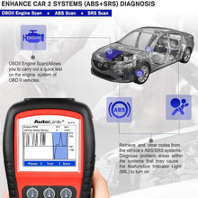 Autel Autolink AL619 Scan Tool with ABS/ SRS Airbag Warning Light OBD2 Scanner, Turn Off Check Engine Light Automotive Diagnostic Tool, Quick Test On The Engine System Scan Tool