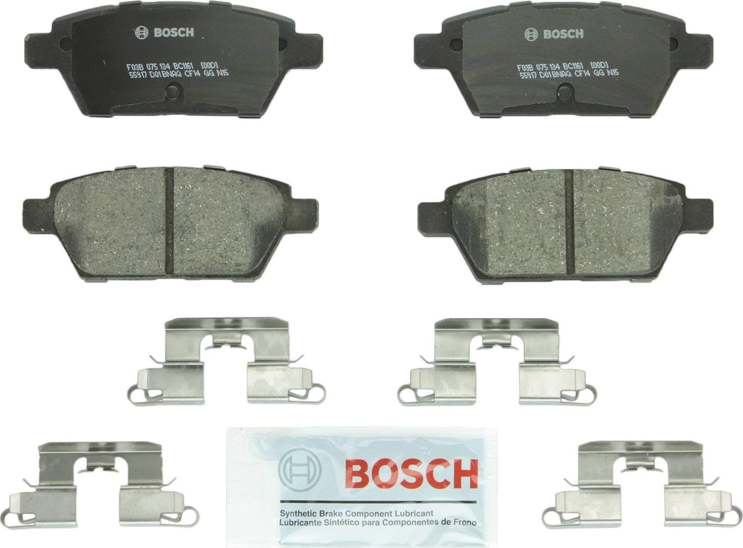 Bosch BC1161 QuietCast Premium Ceramic Disc Brake Pad Set For: Ford Fusion; Lincoln MKZ, Zephyr; Mazda 6; Mercury Milan, Rear