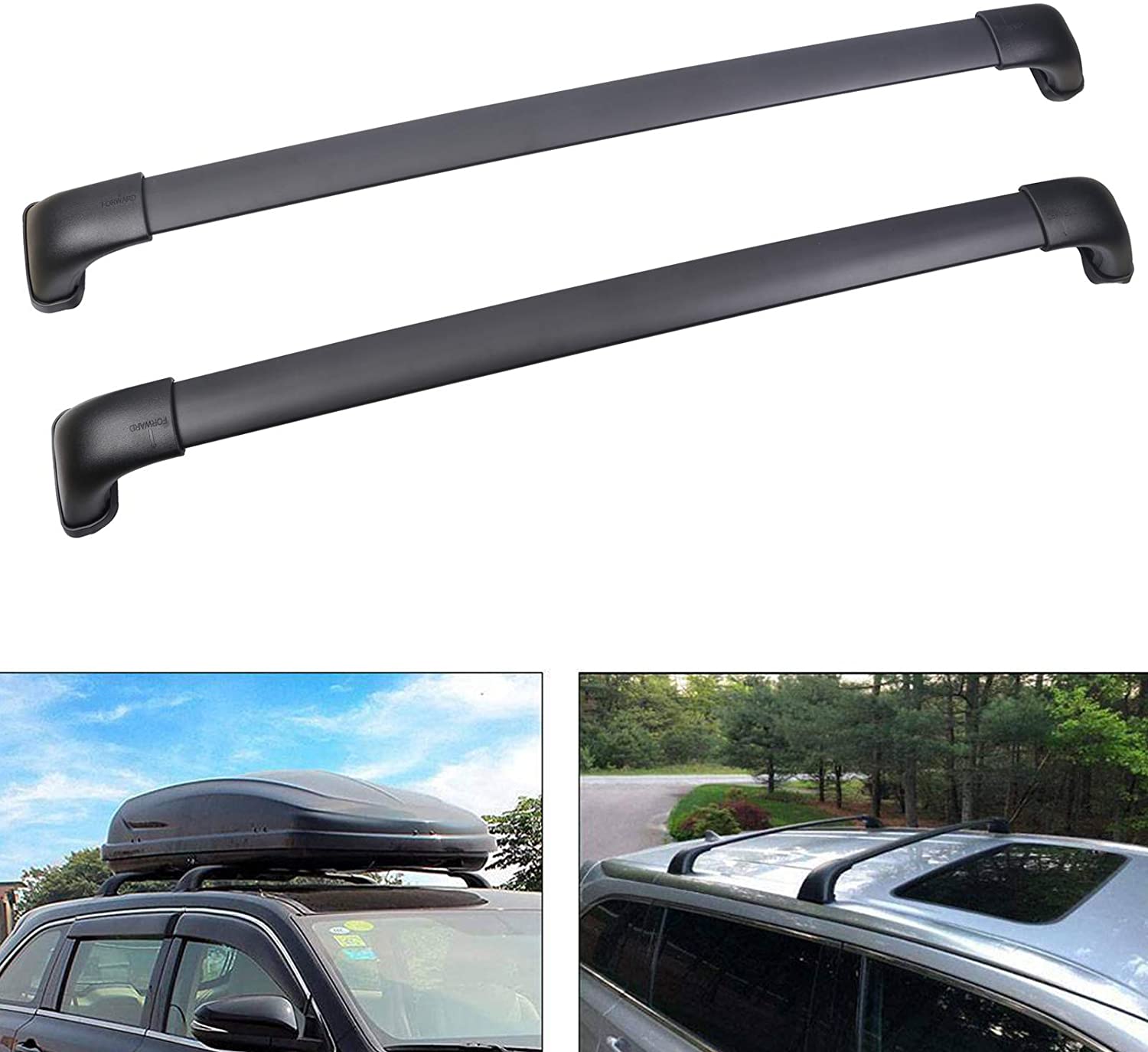 JUEDIMA Aluminum Roof Rack Cross Bars Replacement for Highlander XLE Limited & SE 2014-2019,Black Rooftop Luggage Crossbars