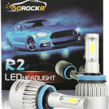 VoRock8 R2 COB H11 H8 H9 H16 8000 Lumens Led Headlight Conversion Kit, Low Beam Headlamp, Fog Driving Light, Halogen Head Light Replacement, 6500K Xenon White, 1 Pair