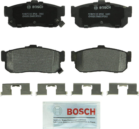 Bosch BP540 QuietCast Premium Semi-Metallic Disc Brake Pad Set For Infiniti: 1991-2001 G20, 1996-2001 I30; Nissan: 1993-2001 Altima, 1999-2001 Altra EV, 1991-2000 Maxima, 2000-2001 Sentra; Rear