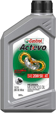 Castrol 06139 Actevo 20W-50 Part Synthetic 4T Motorcycle Oil - 1 Quart Bottle, (Pack of 6)