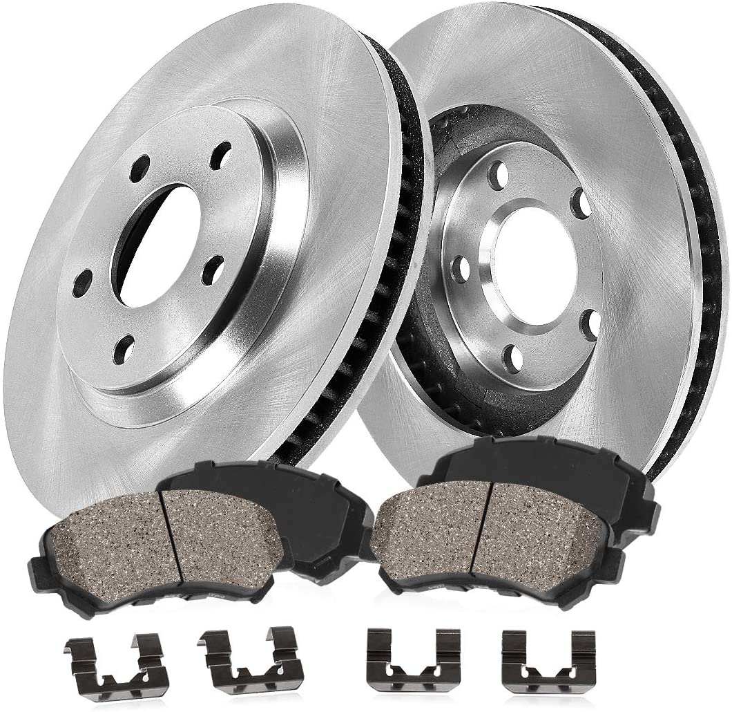CRK13775 FRONT 305.05 mm Premium OE 5 Lug [2] Brake Disc Rotors + [4] Ceramic Brake Pads + Clips