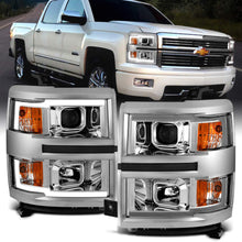 AmeriLite Chrome Projector Dual LED DRL Bar Headlights Pair for 2014-2015 Chevy Silverado 1500 - Driver and Passenger Side