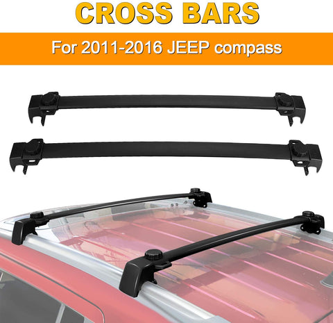 AUXMART Roof Rack Cross Bars Replacement Rooftop Rail Crossbars System Fit for 2017-2019 Jeep Compass MP (New Body Style), Aluminum Cargo Carrier Raggage Rack with Side Rails
