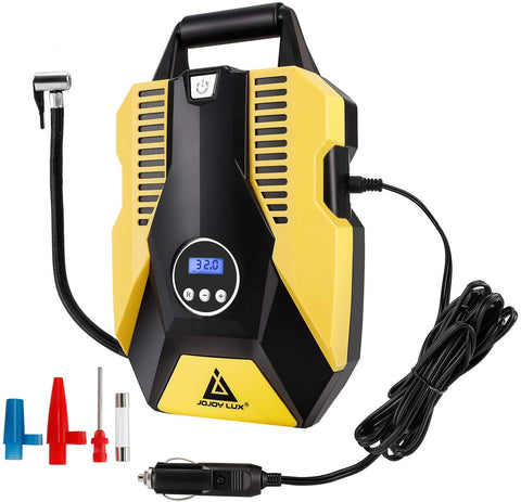 Portable Air Compressor Pump,12V DC Digital Tire Inflator, 150 PSI Auto Shut-off, w/ emergency LED flasher & Extra Long Cable for Tires, Bicycle, Air Boat/Mattress,Balls and Other Inflatables