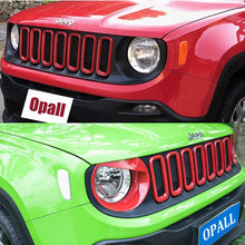 Opall Front Grill Grille Inserts ABS Grill Guard Cover Trim for Jeep Renegade 2015 2016 2017 2018(Red 7PCS)…