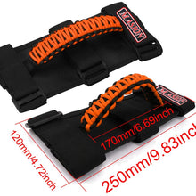 Jade Onlines Jeep Grab Handles 2 Pieces, Roll Bar Paracord Grab Handles for Jeep Wrangler YJ CJ TJ JK JKU JL JLU Red Jeep Grip Handles with 3 Velcro Straps and Woven Handle(Orange)