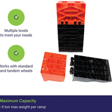 BISupply Tandem Axle Leveler Ramps – 3 Level RV Leveling Blocks Heavy Duty Separating Camper Leveling Ramps, 2 Pk