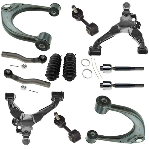 Detroit Axle - 12PC Front Upper and Lower Control Arms Assembly w/Sway Bars, Inner Outer Tie Rods and Boots for 2008 2009 2010 2011 2012 2013 2014 2015 2016 Toyota Sequoia - [2007-2016 Toyota Tundra]