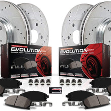 Power Stop K6744 Front & Rear Brake Kit with Drilled/Slotted Brake Rotors and Z23 Evolution Ceramic Brake Pads