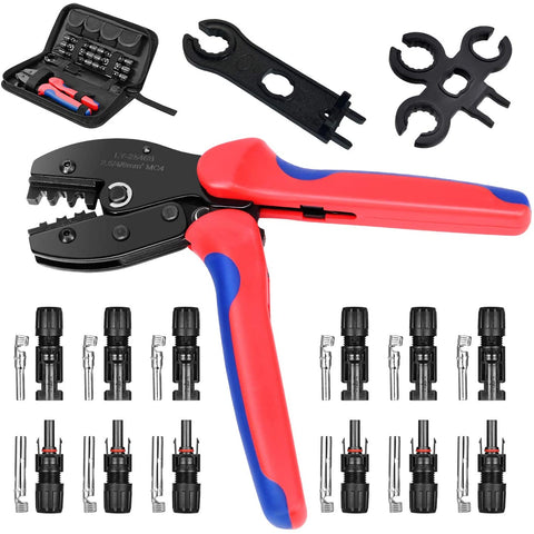 Kohree Solar Crimping Tool for MC4 / MC3 Cable Connector, with 6pcs Male Female Solar Connector + 2pcs Spanners Wrench + 1pcs Wire Crimper + 1pcs Tool Kit for 2.5/4/6mm² Solar PV Wire