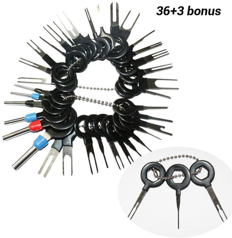 39pcs Pins Terminals Removal Tools, Auto Terminals Removal Key Tool for Car Auto Wire Connector Terminal Pin Extractors Puller Remover Repair Key Tools Set Terminal