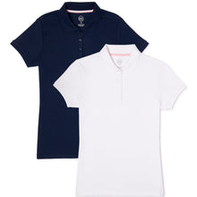 Wonder Nation Toddler Girls School Uniform Short Sleeve Interlock Polo Shirt, 2-Pack Value Bundle