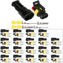 HIFROM 5 Kit 2 Pin Way Waterproof Electrical Connector 1.5mm Series Terminals Heat Shrink Quick Locking Wire Harness Sockets 20-16 AWG