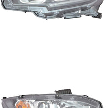 Headlight Assembly - Eagle Eye For/Fit 33100TBAA01, 33150TBAA01 Honda Civic 16-19 Coupe 16-20 Sedan 17-18 Hatchback - Halogen (Pair, Left Driver + Right Passenger Set)