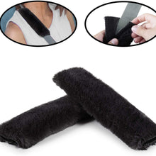 Lebogner Car Seat Belt Shoulder Pad, 2 Pack Soft Harness Cushion Protector, Comfortable Genuine Sheepskin Safety SeatBelt Strap Cover For Adult & Kid Also Good For Backpack, Shoulder Bag & More, Black