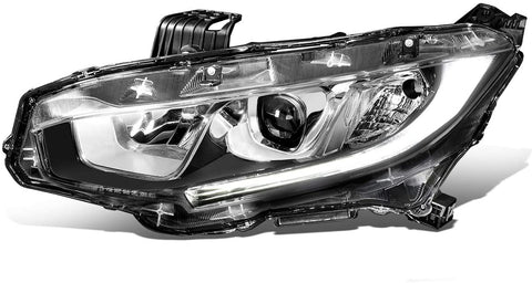 HO2502173 OE Style Driver/Left Side Chrome Housing Projector Headlight Lamp Replacement for Honda Civic 16-20