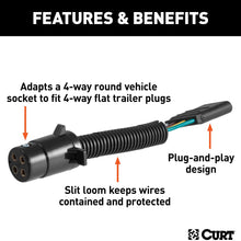 CURT 57224 4-Pin Round Vehicle-Side to 4-Way Trailer Wiring Adapter