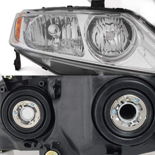 For 2006-11 Honda Civic 4DRs Amber Corner Headlights Assembly Chrome Housing Clear Lens Full Set