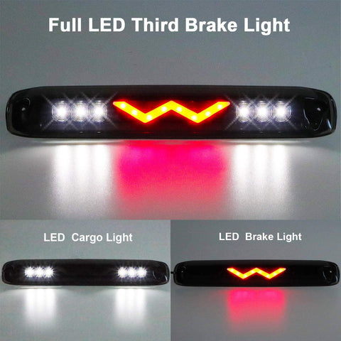 LED Third 3rd Brake Light for 99-07 Chevrolet (Chevy) Silverado GMC Sierra 1500 2500 3500 HD Classic Rear Cargo Lamp High Mount Stop light (Smoked)