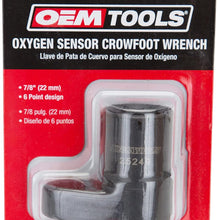 OEMTOOLS 25249 Oxygen Sensor Crowfoot Wrench | Compact, Low Clearance Oxygen Sensor Socket Head with Cutaway Slot to Protect Wires | 1/2 Inch Drive & 22 mm 6 Point Offset | 1981 & Newer Automobiles