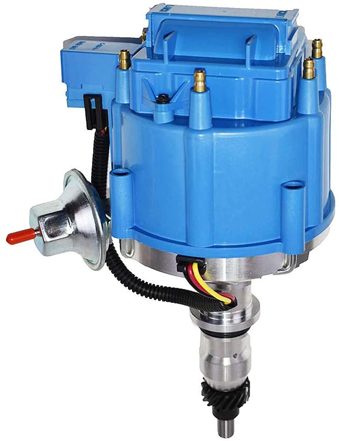 A-Team Performance HEI Complete Distributor Straight 6 Cylinder 240 and 300 65K Coil Compatible With Ford F100 F150 F250 E100 E150 One Wire Installation Blue Cap (Blue)